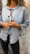 Women Round Neck Knitted Spliced Casual Coat