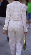 Womens Lapel Plaid Temperament Casual Suit