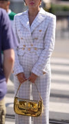 Womens Lapel Plaid Temperament Casual Suit