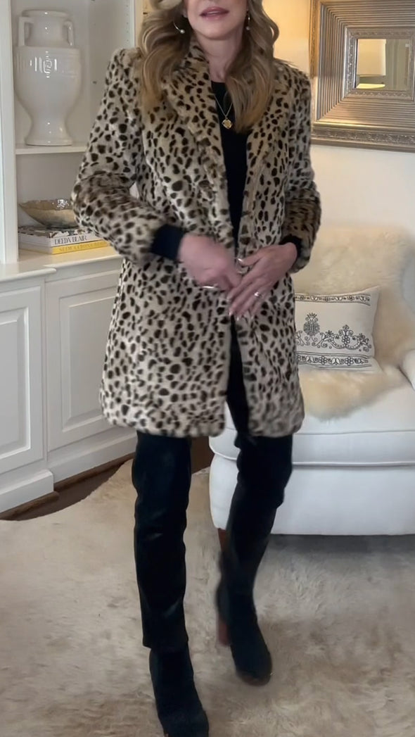Womens Lapel Leopard Print Temperament Casual Coat
