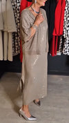 Ladies V-neck Sequined Dress+ Cardigan Casual Set