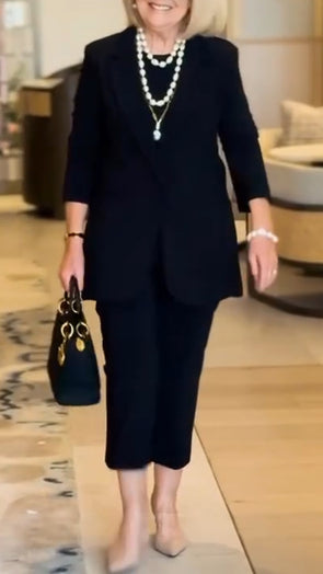 Women Lapel Jacket + Pants Temperament Commuter Set