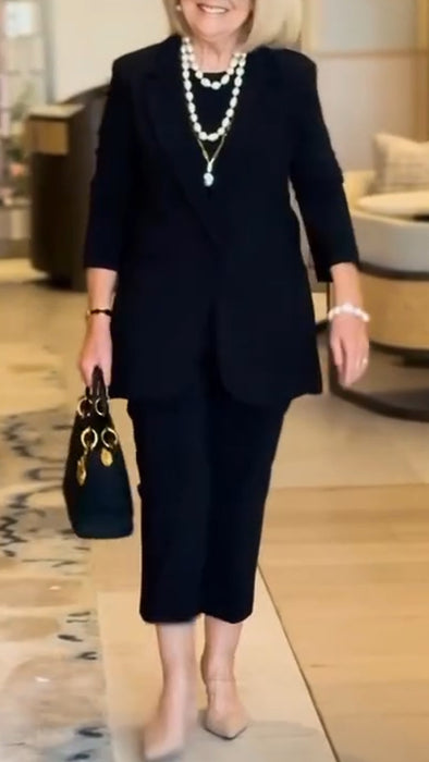 Women Lapel Jacket + Pants Temperament Commuter Set