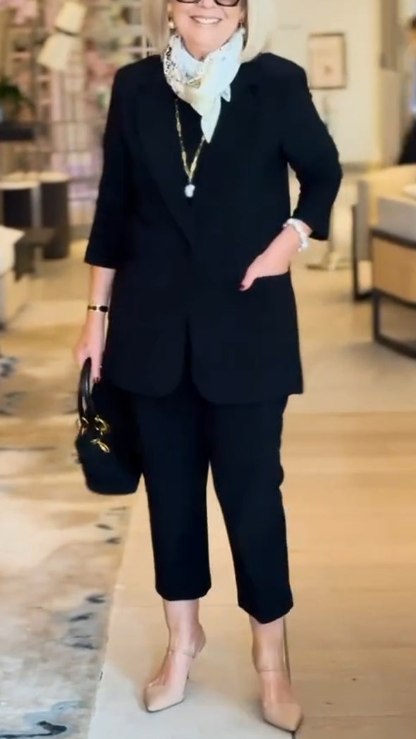 Women Lapel Jacket + Pants Temperament Commuter Set