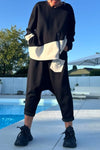 Women's Round Neck Stitching Zipper Top + Harem Pants Casual Suit