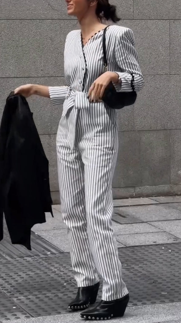 Ladies V-neck Irregular Top and Pants Casual Suit