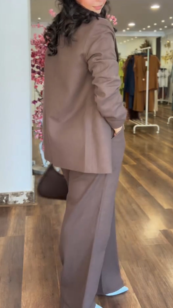 Womens Lapel Jacket + Pants Commuter Temperament Set