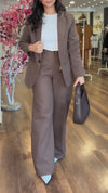 Womens Lapel Jacket + Pants Commuter Temperament Set