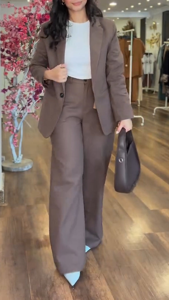 Womens Lapel Jacket + Pants Commuter Temperament Set