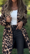 Women Lapel Leopard Print Casual Coat