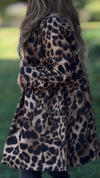 Women Lapel Leopard Print Casual Coat