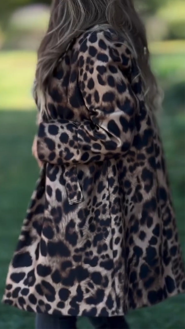 Women Lapel Leopard Print Casual Coat