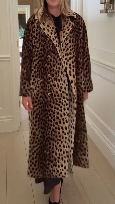 Women Lapel Leopard Print Temperament Casual Coat