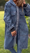 Women Round Neck Hooded Inner Fleece Spliced Casual Coat
