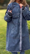 Women Round Neck Hooded Inner Fleece Spliced Casual Coat