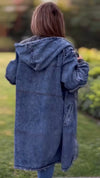Women Round Neck Hooded Inner Fleece Spliced Casual Coat