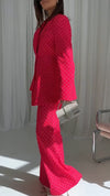 Ladies Collar Plaid Temperament Casual Suit