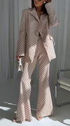 Ladies Collar Plaid Temperament Casual Suit
