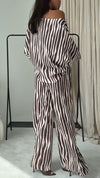 Womens Round Neck Vertical Pattern Casual Set