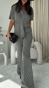 Women Lapel Breasted Top + Pants Casual Suit