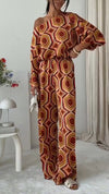 Womens Round Neck Printed Loose Casual Suit