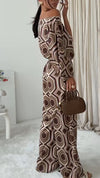 Womens Round Neck Printed Loose Casual Suit