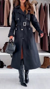 Women Lapel Temperament Casual Windbreaker