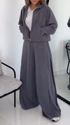 Women Lapel Coat+ Pants Solid Color Casual Suit