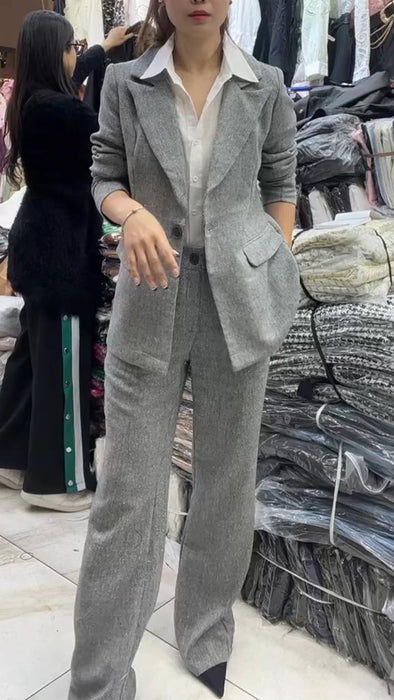 Womens Lapel Jacket + Pants Temperament Commuter Set