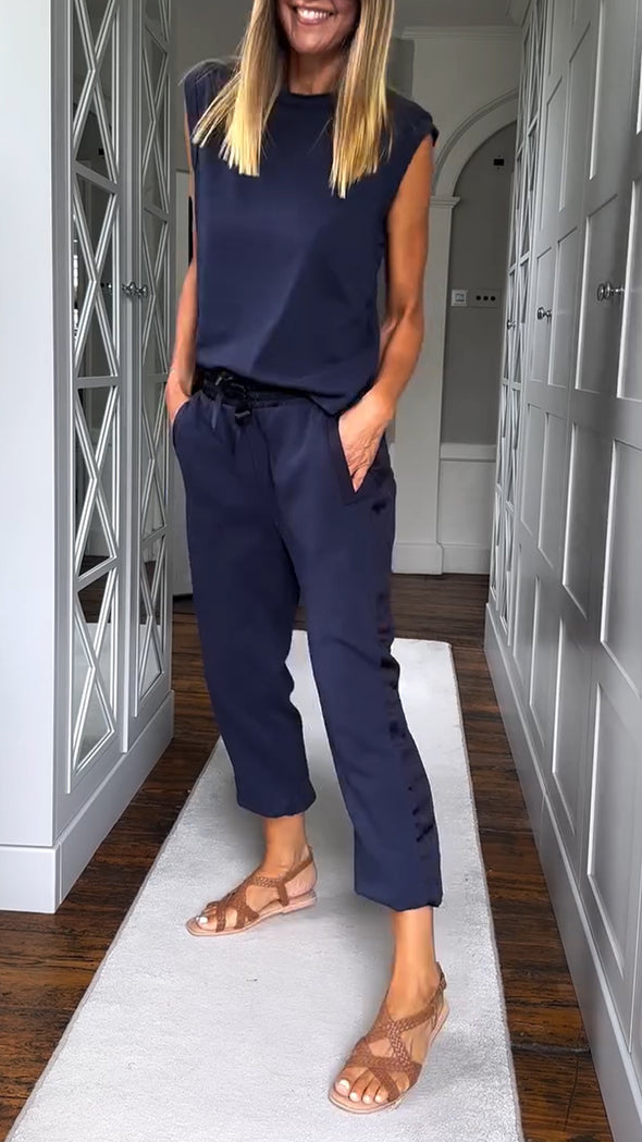 Women Round Neck Suit + Casual Jacket