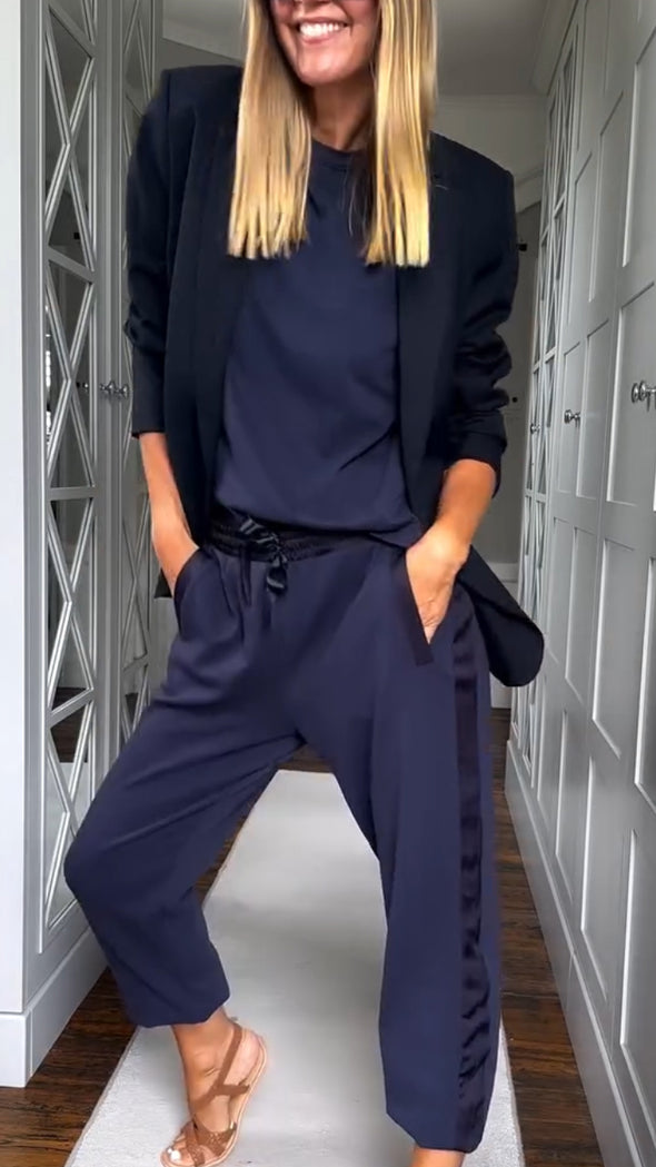 Women Round Neck Suit + Casual Jacket