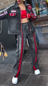 Women Lapel Splicing Jacket + Pants Casual Suit