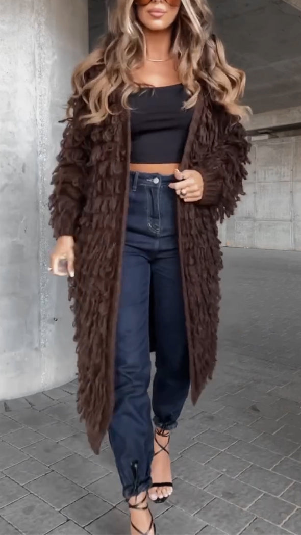 Womens Plush Casual Cardigan