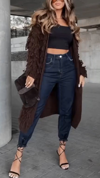 Womens Plush Casual Cardigan