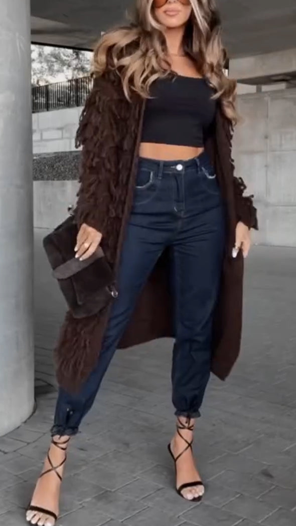 Womens Plush Casual Cardigan