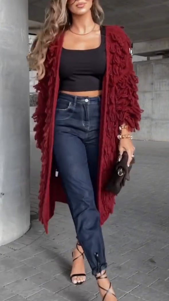 Womens Plush Casual Cardigan