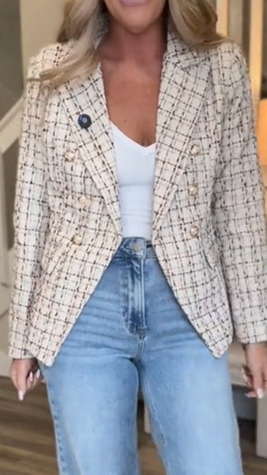 Womens Lapel Double-breasted Temperament Casual Jacket