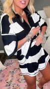 Women Lapel Striped Top + Shorts Casual Suit