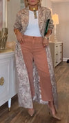Womens Lapel Printed Temperament Casual Coat