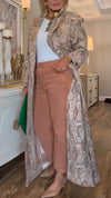 Womens Lapel Printed Temperament Casual Coat