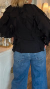 Women Round Neck Breasted Spliced Casual Top