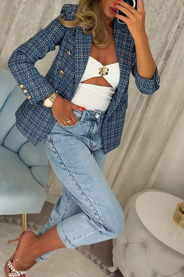 Women Lapel Double-breasted Temperament Casual Jacket