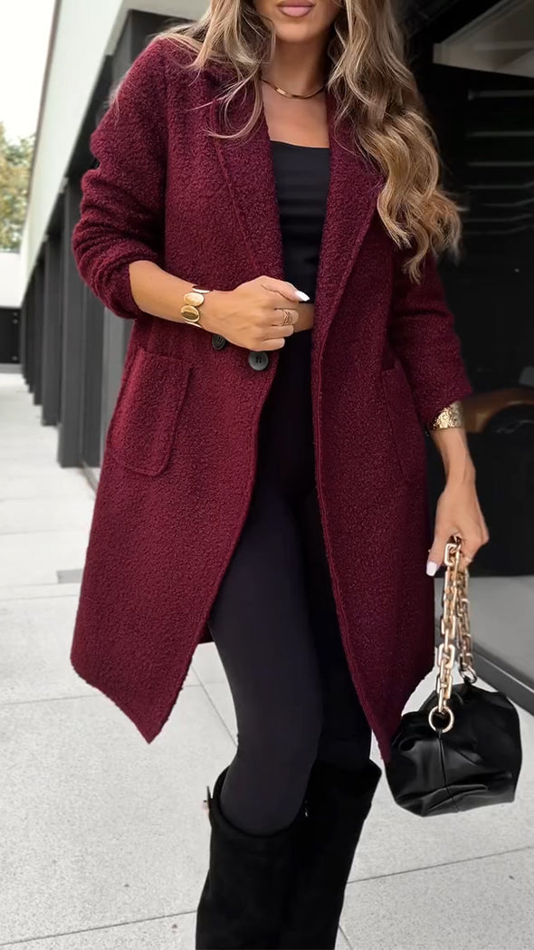 Womens Lapel Plush Casual Coat