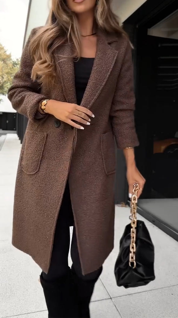 Womens Lapel Plush Casual Coat