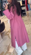 Womens Lapel Waist Drawstring Temperament Casual Coat