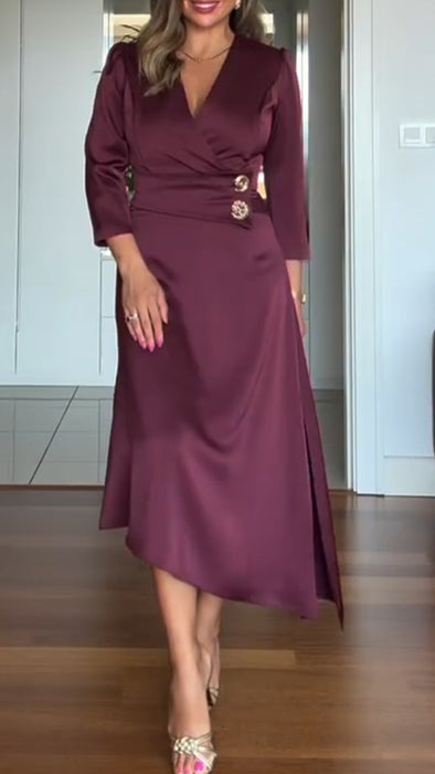 Womens V-neck Irregular Temperament Casual Dress