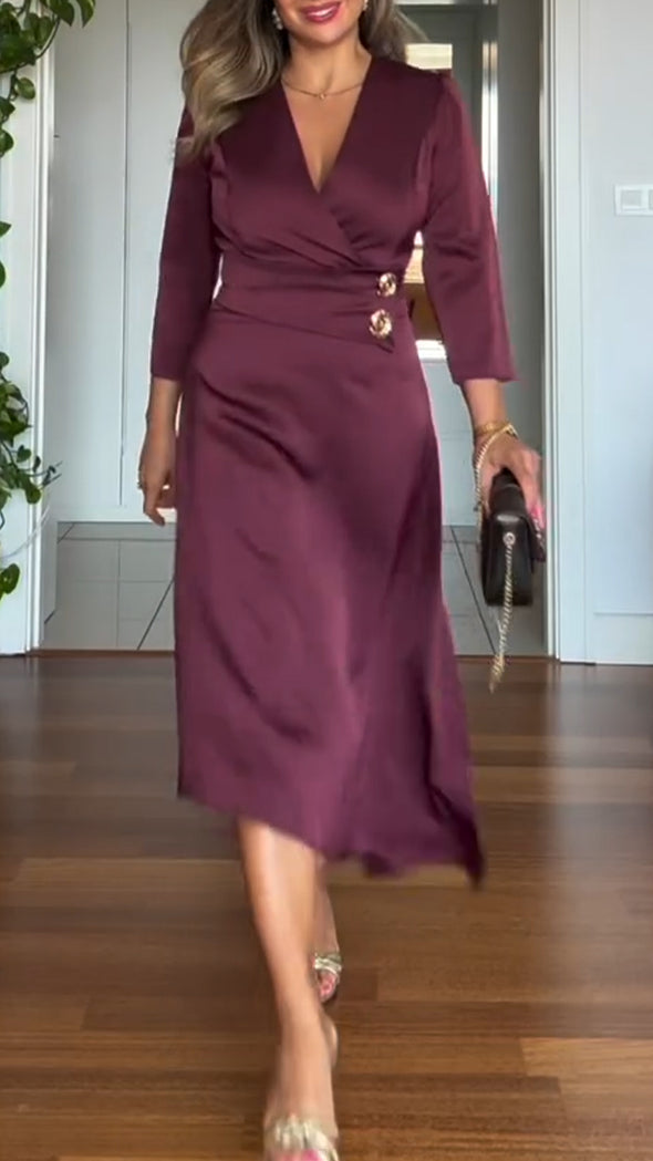 Womens V-neck Irregular Temperament Casual Dress