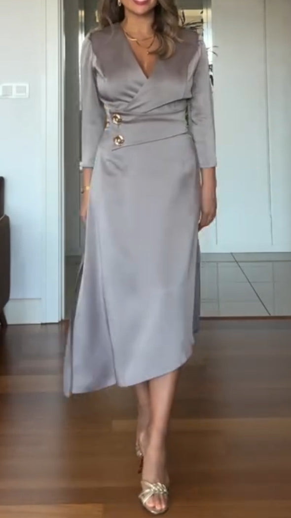 Womens V-neck Irregular Temperament Casual Dress