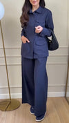 Womens Lapel Jacket + Pants Casual Set