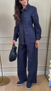 Womens Lapel Jacket + Pants Casual Set